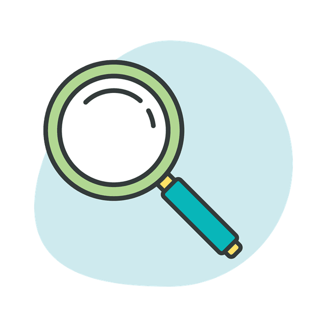 An illustration of a magnifying glass on a blue background