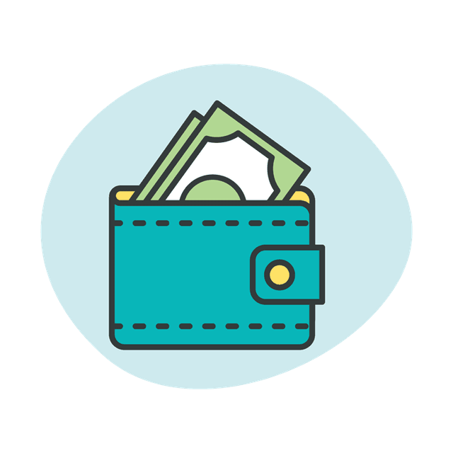 An illustration of a wallet with money inside